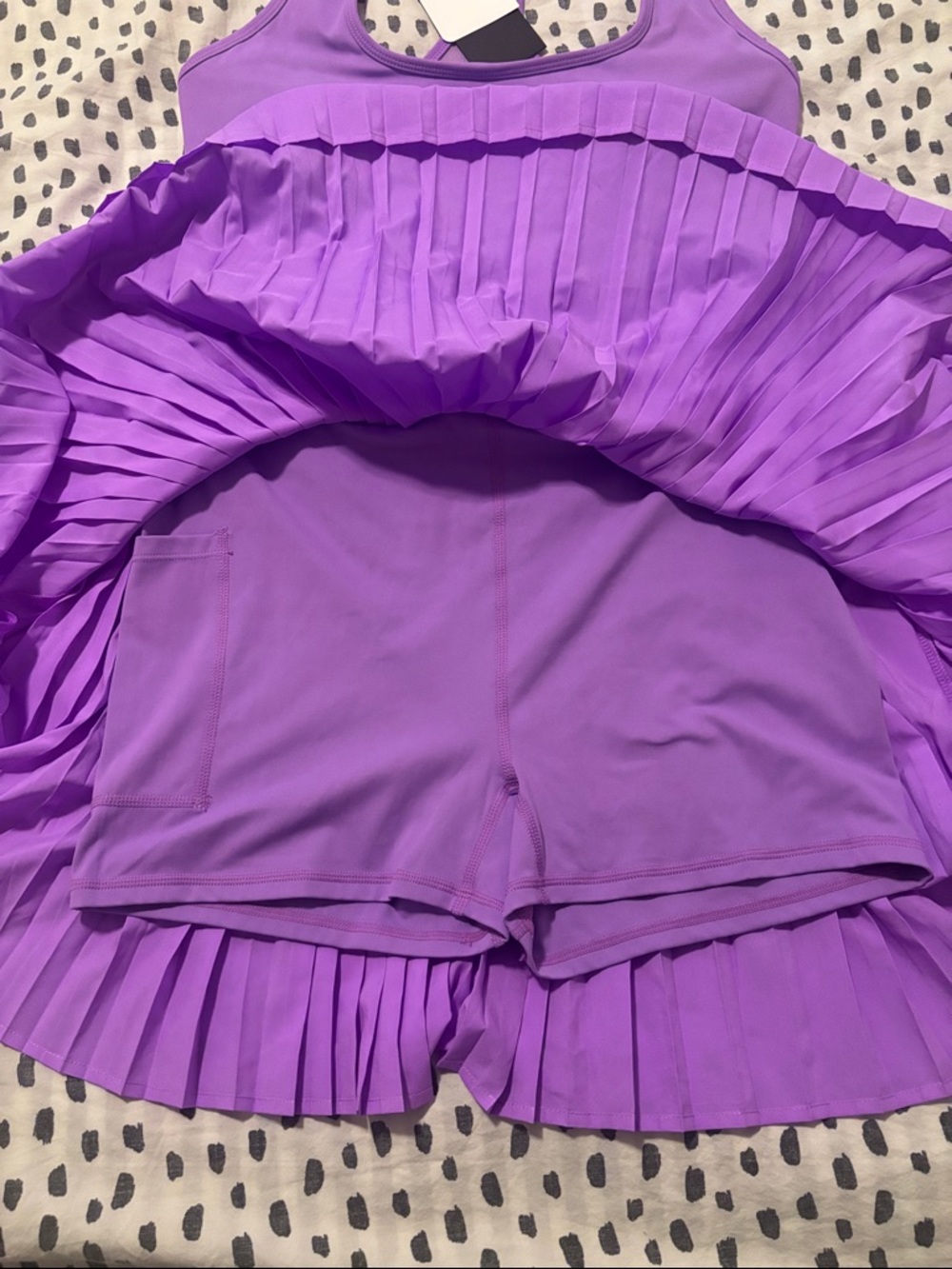 Fabletics XL Purple Hot Shot Pleated Dress Ultra Mini NWT - Picture 6 of 8